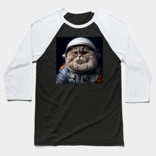 Astronaut Cat in Space - British Longhair Baseball T-Shirt